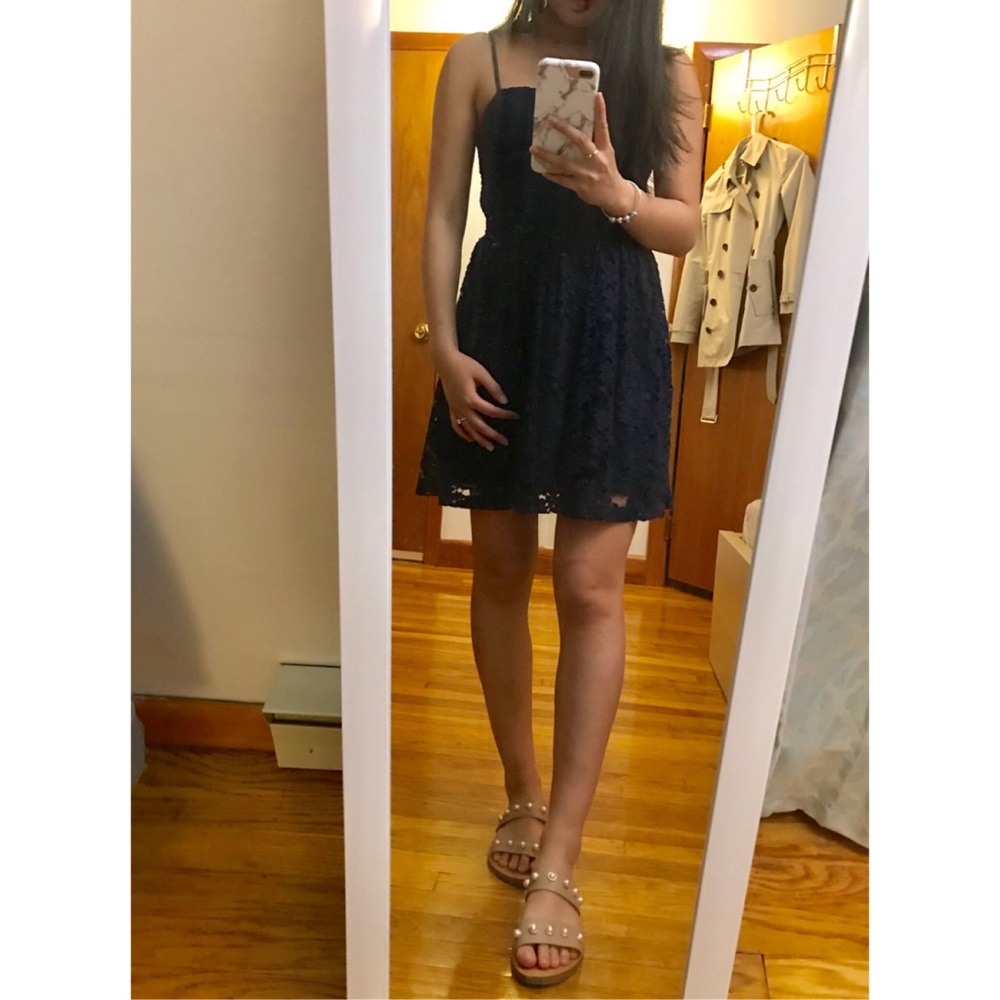 Abercrombie & Fitch Navy Lace Skater Dress